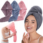 3x RĘCZNIK NA GŁOWĘ TURBAN DO SUSZENIA WŁOSÓW SZYBKOSCHNĄCY GRUBY CHŁONNY czepek z mikrofibry z guzikiem, osuszacz do