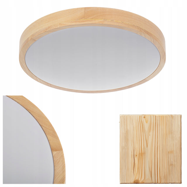 Plafon LED drewno LL picof PLAFON2 okrągły 16,5W 27,5cm lampa sufitowa, oprawa ze zintegrowanym źródłem światła, biała barwa światła