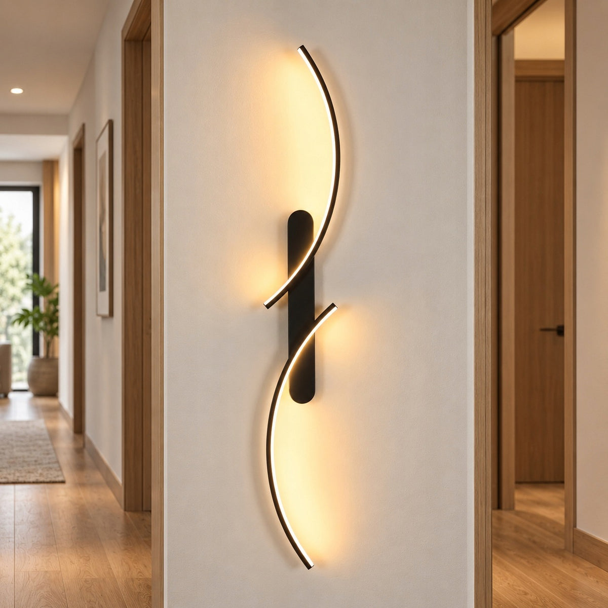 Nowoczesny kinkiet LED 30W – czarna lampa ścienna z regulacją barwy światła (3000K/4500K/6500K) do korytarza i salonu