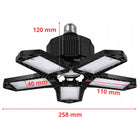 LAMPA 280W SUFITOWA LED E27 MOCNA SKŁADANA OŚWIETLENIE WARSZTATOWE ROBOCZE do garażu, piwnicy i magazynu, czarna oprawa