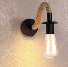 KINKIET LAMPA ŚCIENNA DEKORACYJNA SZNUR JUTOWY E27 LOFT BOHO INDUSTRIAL czarna oprawa oświetleniowa, pojedynczy punkt