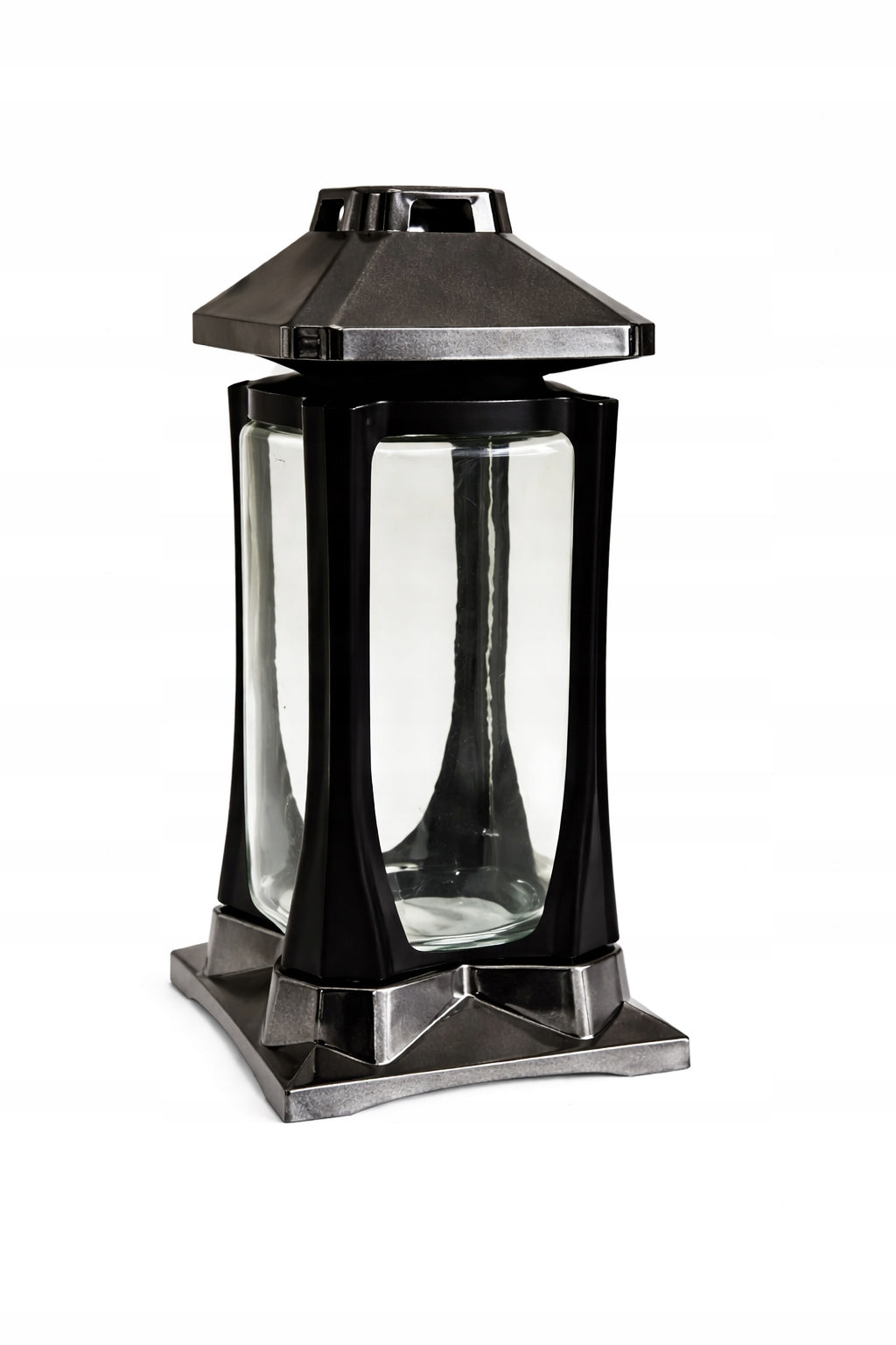 Znicz K-22 Grafit Nowoczesny Design czerń i Grafit Wysoki 27cm VIP Znicz lampion led na grób, ozdoba nagrobna