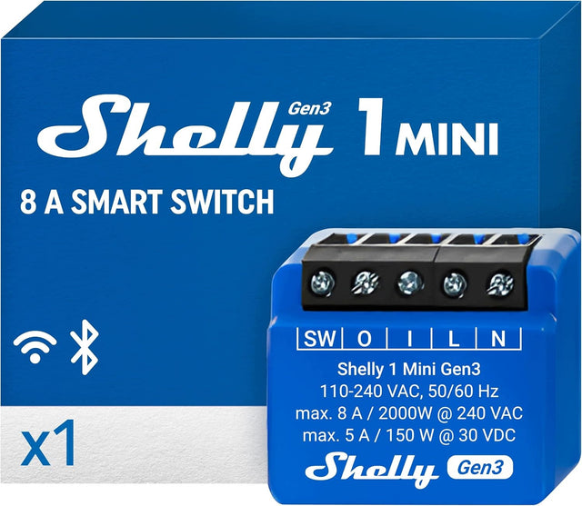 Shelly 1 mini GEN3 inteligentny sterownik wi-fi zdalne sterowanie 8A 2000W moduł do automatyki domowej, kontroler urządzeń elektrycznych