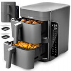 Frytkownica beztłuszczowa dwukomorowa pionowa panel boczny LED Air Fryer szary
