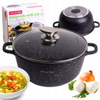 Garnek 4,5 L marmurowy tradycyjny z pokrywką indukcja piekarnik kamille aluminiowe naczynie kuchenne 24 cm do gotowania