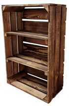 Drewniana skrzynka, opalany organizer z 2 półkami, 60x40x20 cm, styl loft pojemnik dekoracyjny do przechowywania