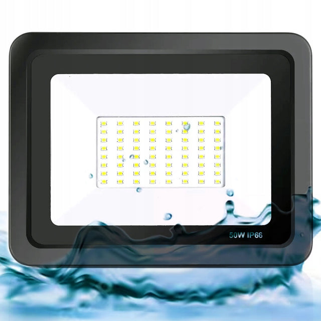 Mocny halogen 50W naświetlacz lampa LED reflektor + uchwyt IP66 4500LM slim oświetlenie zewnętrzne, do ogrodu i garażu, zimna biel 6500 K