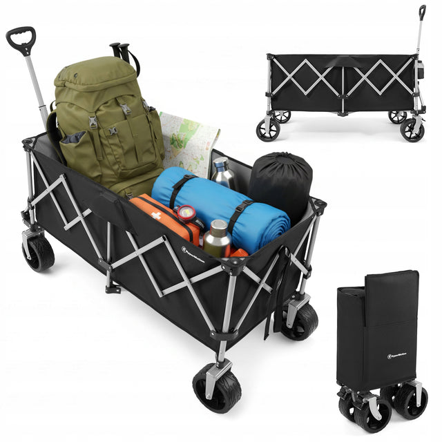 Wózek transportowy składany XXL 250l plażowy ogrodowy HyperMotion do przewożenia zakupów i bagażu, udźwig 100 kg