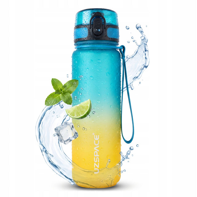 Butelka Na Wodę Bidon Tritan 500 ml Miarka Pasek do Szkoły Pracy BPA Free pojemnik z podziałką, sportowy, turystyczny