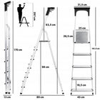 Drabina aluminiowa domowa 5 stopniowa składana półka 125kg produkt polski drabinka dwustronna, wysokość robocza 2,97 m
