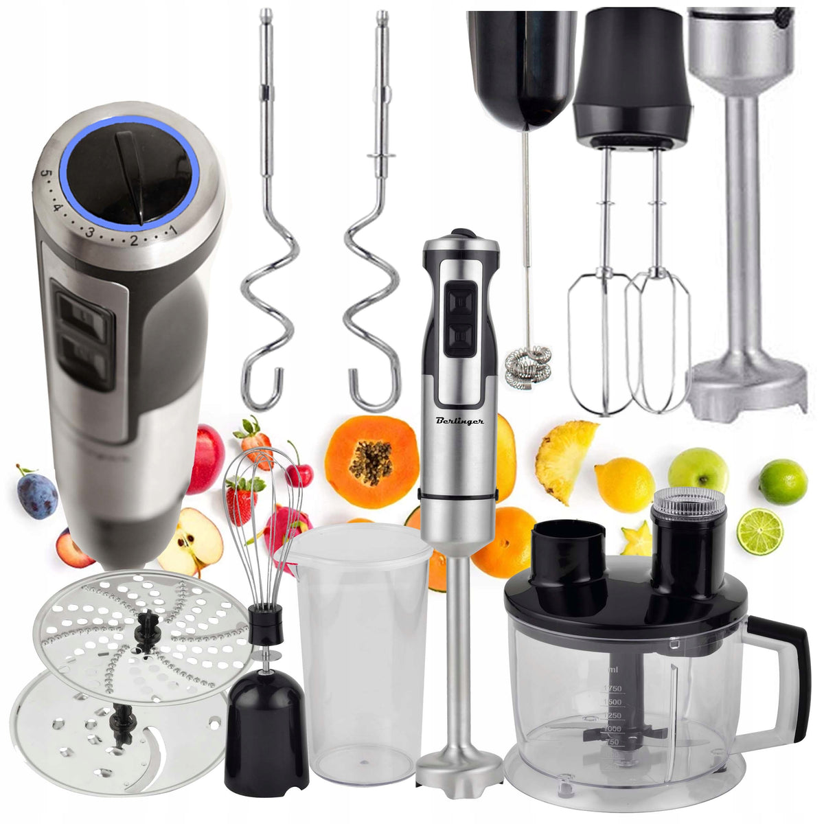 Blender ręczny robot kuchenny 1400W metalowy mikser, trzepaczki szatkownica
