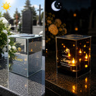 Znicz Lustrzany dla Mamy Solarny na Dzień Matki LED z Grawerem Elegancki lampion nagrobny, ozdoba cmentarna, 15 cm