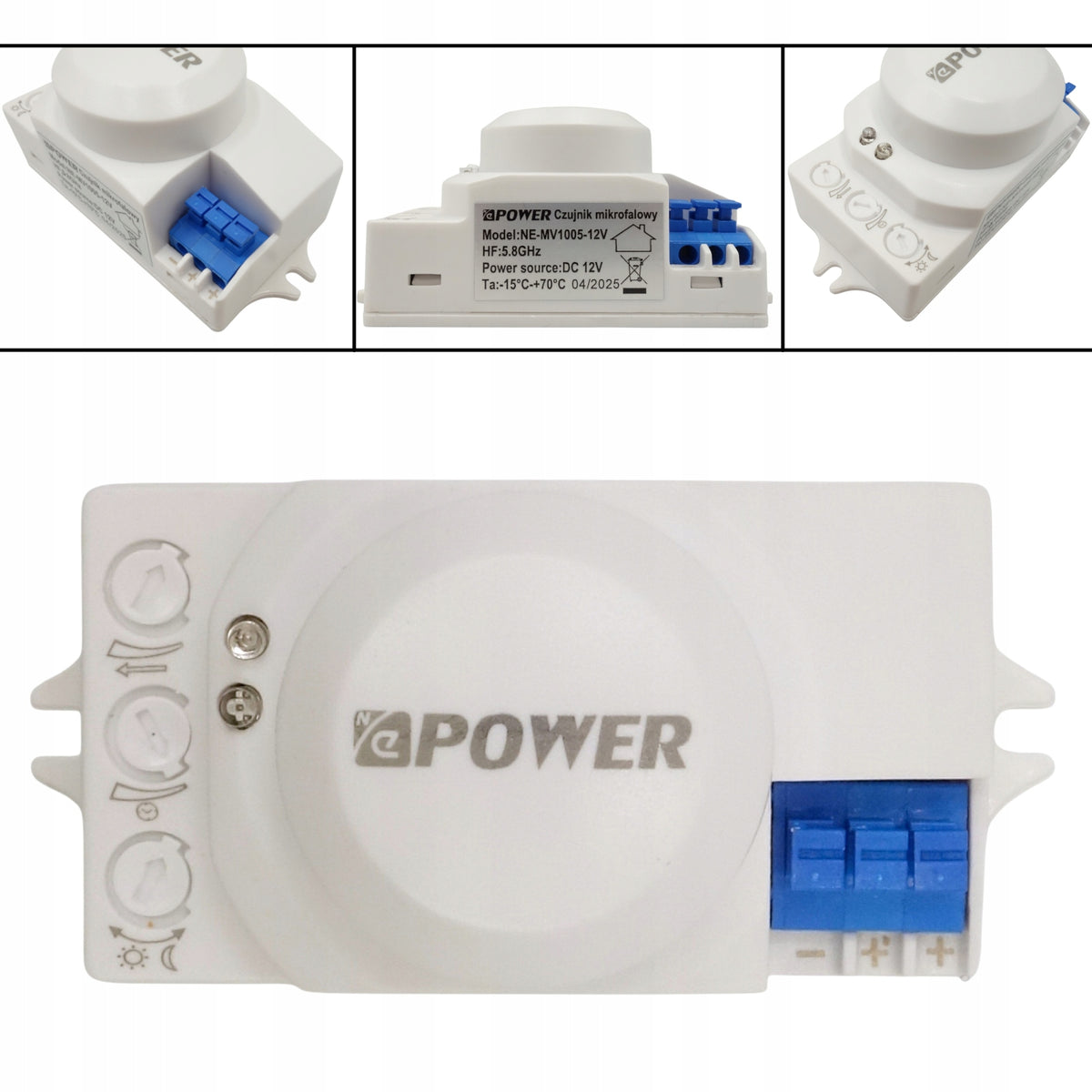 Czujnik ruchu i czujka zmierzchu mikrofalowy mini do zabudowy 12V DC do LED włącznik automatyczny, sterownik lamp i