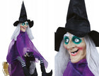 DEKORACJA WISZĄCA WIEDŹMA 90 CM DŹWIĘK ŚWIATŁO OZDOBA SALI HALLOWEEN figura czarownicy, straszydło, rekwizyt na