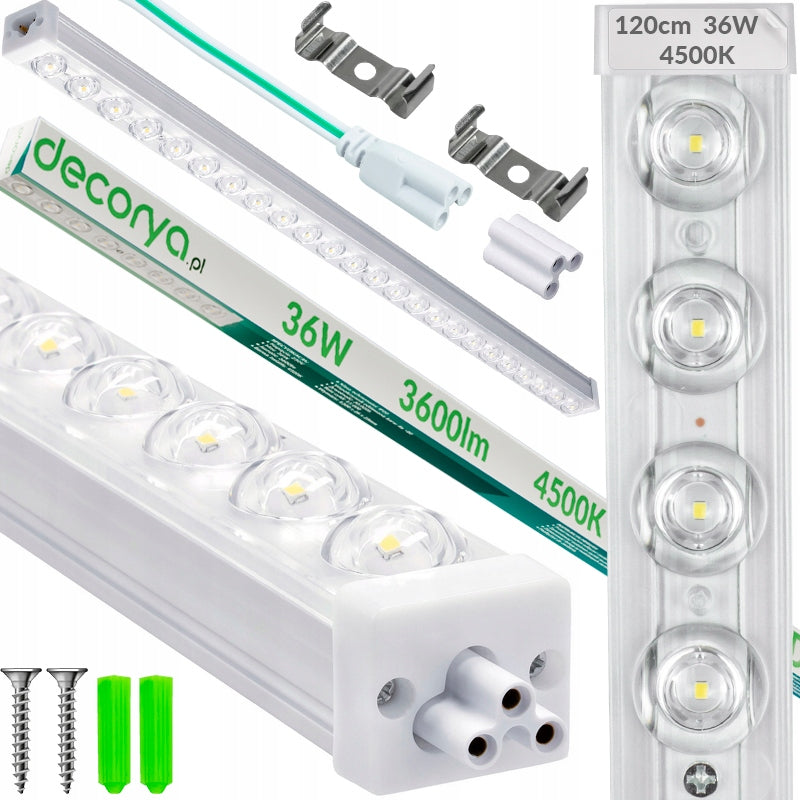 NATYNKOWA LISTWA LAMPA LINIOWA OPRAWA LED DO GARAŻU WARSZTATU 4500K 120cm świetlówka sufitowa, oświetlenie techniczne
