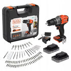 wiertarko-wkrętarka udarowa 45Nm 18V 2x2,0Ah, Black+Decker [BCD383D2XKA-QW] do montażu, wkrętak, walizka, zestaw z