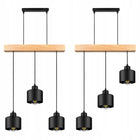 Lampa Wisząca LED Sufitowa Nowoczesna Zwis Drewniana Belka Loft Czarna żyrandol 3-punktowy, oprawa E27 do salonu lub