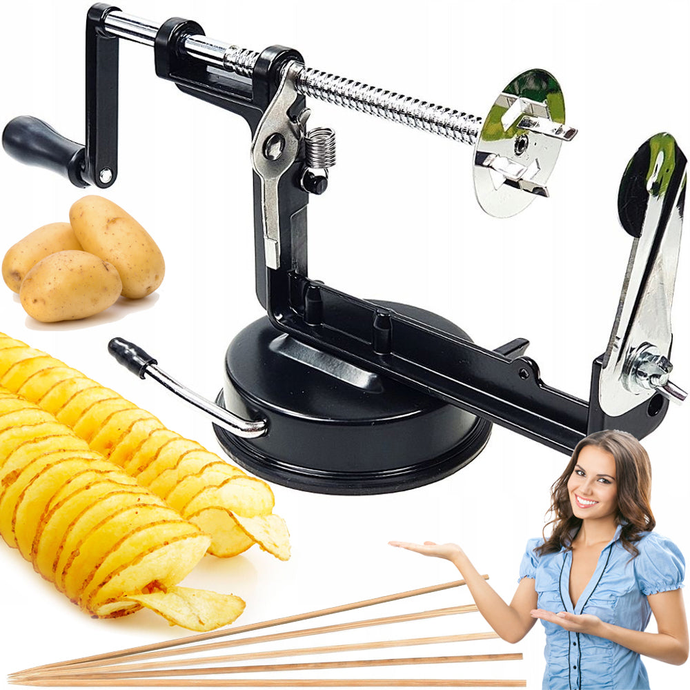 Metalowa maszynka do ziemniaków zakręconych chipsów frytek spirala mocna XL ręczny krajalnik warzyw, spiralizer kuchenny