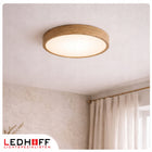 Lampa sufitowa LED Plafon drewno okrągła 30cm 30W do pokoju boho naturalna oprawa z wbudowanym źródłem, neutralna barwa