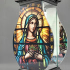 Duży Znicz solarny LED dzień i NOC Znicz na Grób Kapliczka witraż maryja lampion nagrobny, cmentarny 24 cm na energię