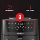 Frytkownica beztłuszczowa 8l Air Fryer Webber 1800W +wifi +8 programów para czarny