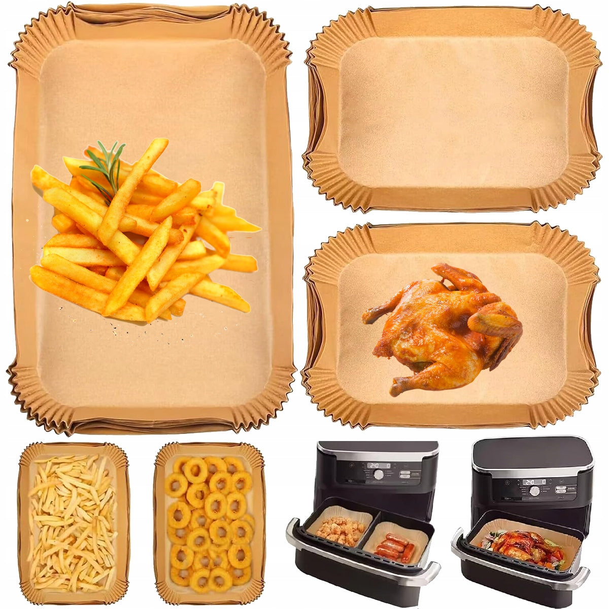 Papier do Pieczenia Wkład do Frytkownicy Airfryer Ninja 10.4L 5.2L 160szt 31 cm /Wzór z 16 sztuk