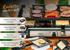 Grill elektryczny raclette duży XL 8 osób mocny 1400W patelenki szpatułki nominalna