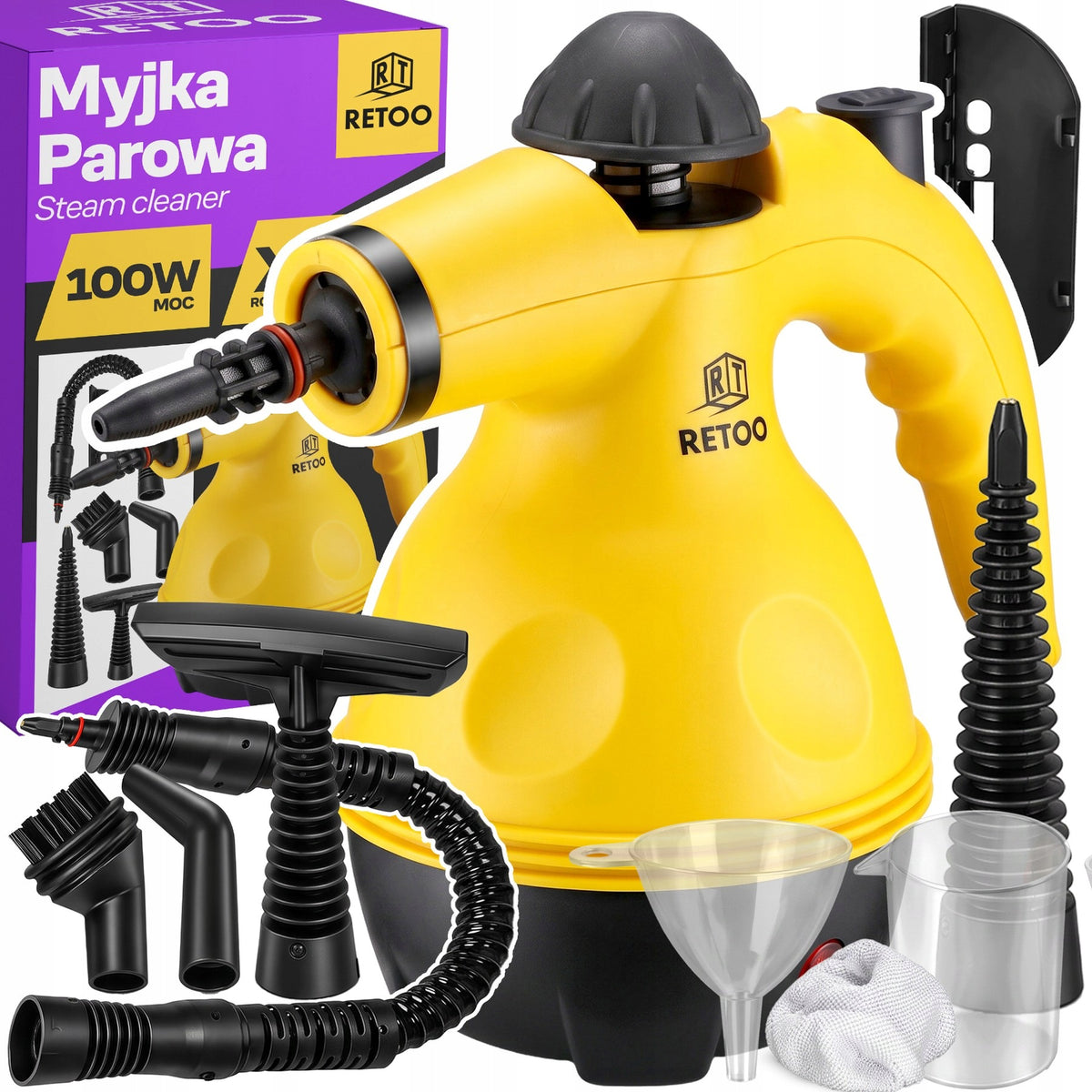 Parownica myjka parowa mocna 1000W ciśnieniowy czyścik mocny + akcesoria do czyszczenia domu, zbiornik 0,3 l