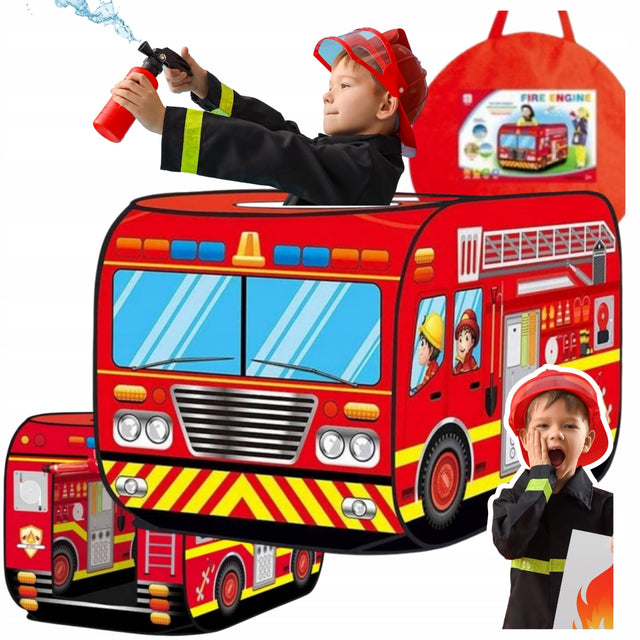 Namiot dla dzieci auto do domu pokoju ogrodu ogrodowy duży straż pożarna baza zabaw wóz ratowniczy czerwony 115 x 75 x 70 cm od 3 lat