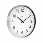 Zegar ścienny 30 cm Teesa srebrny nowoczesny cichy metalowy, analogowy, na baterie, cyfry arabskie