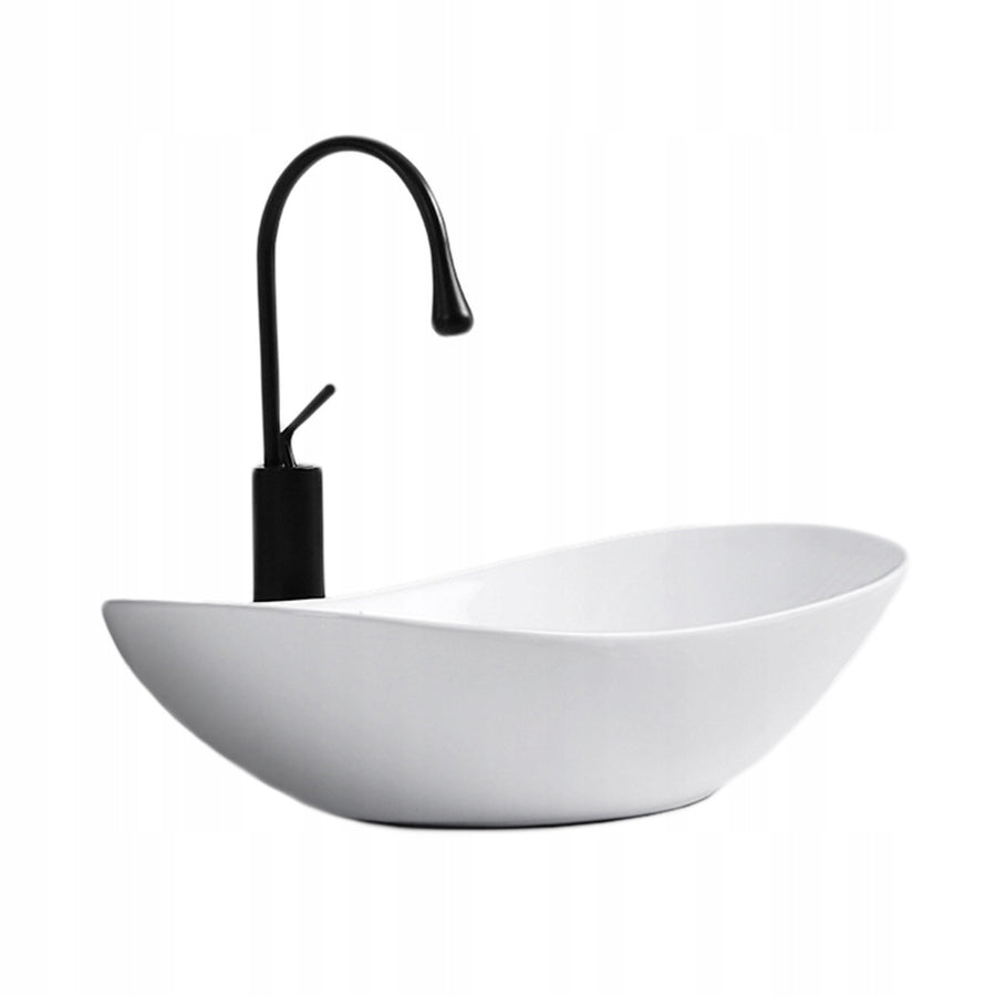 Veldman Umywalka ceramiczna nablatowa zuzan 48 white misa łazienkowa owalna bez otworu na baterię