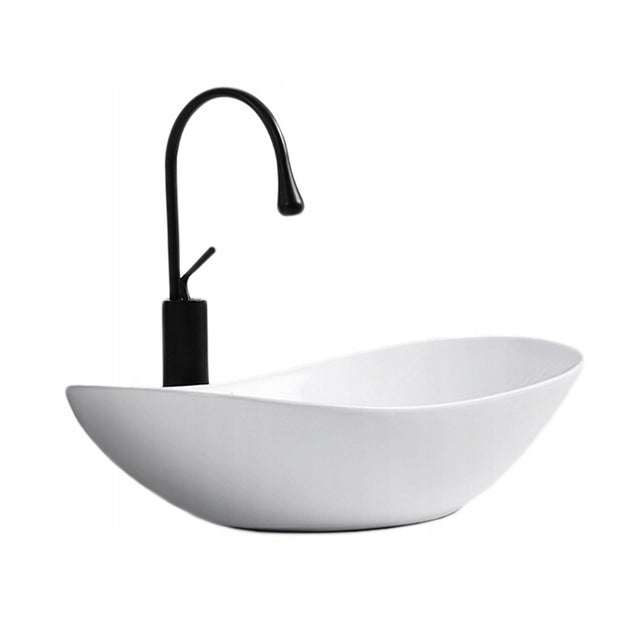 Veldman Umywalka ceramiczna nablatowa zuzan 48 white misa łazienkowa owalna bez otworu na baterię