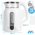 Czajnik elektryczny z regulacją temperatury LED podtrzymywanie ciepła 1,5l 1.5 l 1500 w biały szkło, tworzywo sztuczne