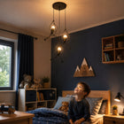 Lampa wisząca sufitowa żyrandol potrójna nowoczesna loft ludzik humanoid 3-punktowa metalowa czarna oprawa E27 do