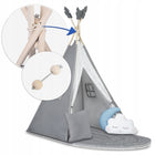 Tipi namiot dla dzieci teepee Girlanda Poduszki duża mata stabilizator wigwam, iglo, szary domek do zabawy, wiek 3+