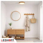 Lampa sufitowa LED Plafon drewno okrągła 30cm 30W do pokoju boho naturalna oprawa z wbudowanym źródłem, neutralna barwa