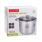 Garnek wysoki z pokrywką gastronomiczny stalowy 10,5 L indukcja kamille naczynie do gotowania, średnica 26 cm, bez
