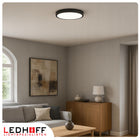 Lampa sufitowa Plafon LED ściemniany 40cm okrągły Czarny pilot panel salon do pokoju dziennego, neutralna barwa biała
