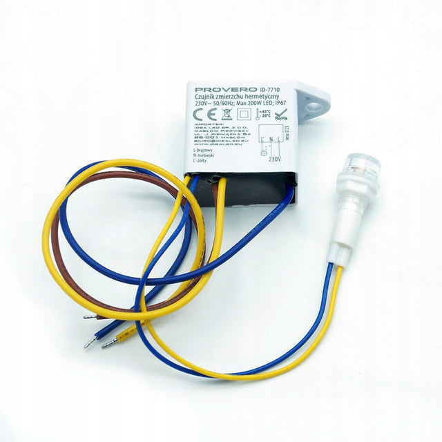 Czujnik zmierzchu zmierzchowy hermetyczny 200W LED 230V IP67 sonda 5LUX fotokomórka do automatycznego włączania lamp zewnętrznych