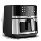 Frytkownica beztłuszczowa AIR fryer inox duża misa 8l 2200W 12 programów srebrny