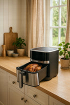 Frytkownica beztłuszczowa AIR fryer frytownica duża 6,5l misa 1800 w srebrny