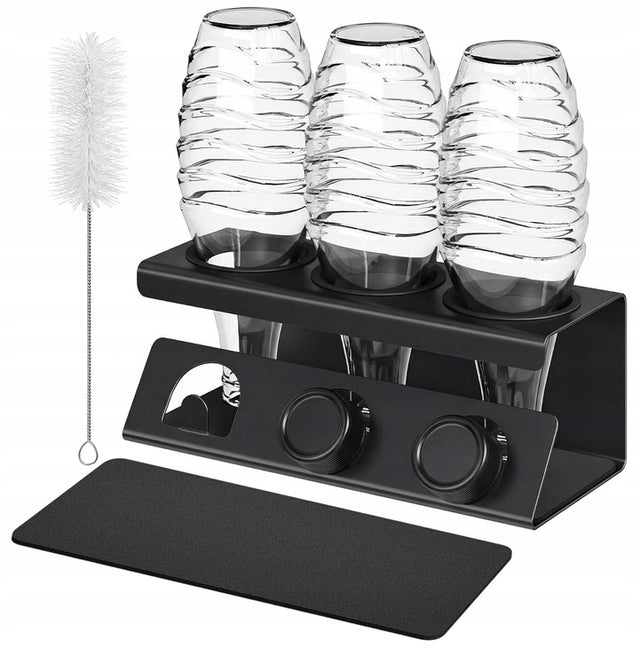 Ociekacz na butelki sodastream stalowy uchwyt stojak czarny songmics suszarka do naczyń jednopoziomowa
