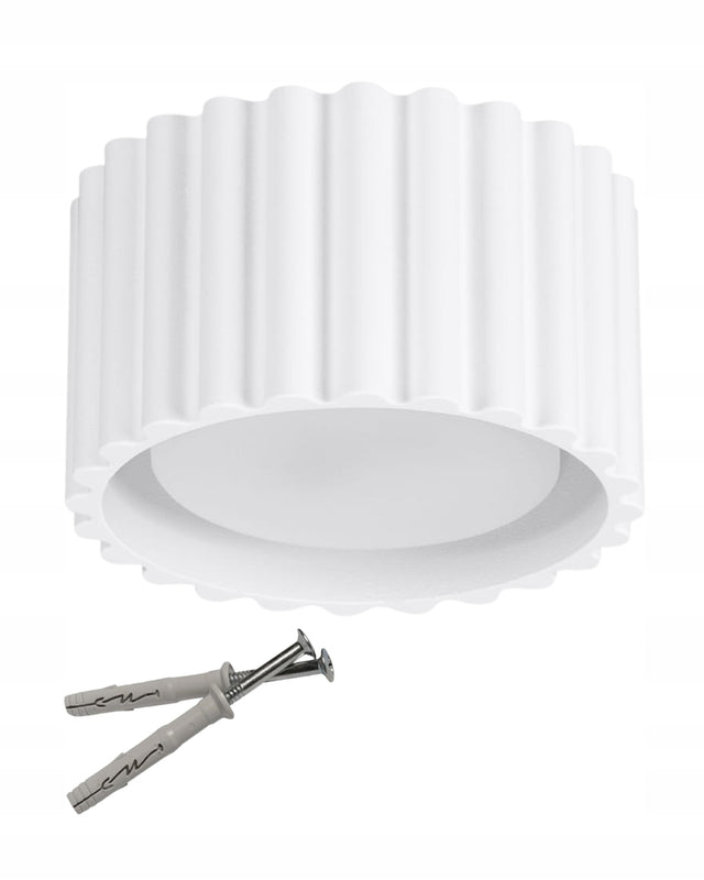 Plafon Biały tuba ryflowany aura Gx53 lampa sufitowa do kuchni biura salonu okrągła oprawa, szerokość 10 cm, bez żarówki