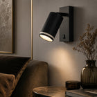 Lampka Nocna Do Sypialni LED Ścienna Kinkiet GU10 Czarny 35W lampa przyłóżkowa do czytania, aluminiowa, 1 punkt światła