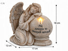 Figurka Anioł ZNICZ Na Grób Aniołek LED Duży Nagrobna Dekoracja świecąca lampka cmentarna 18 cm szara