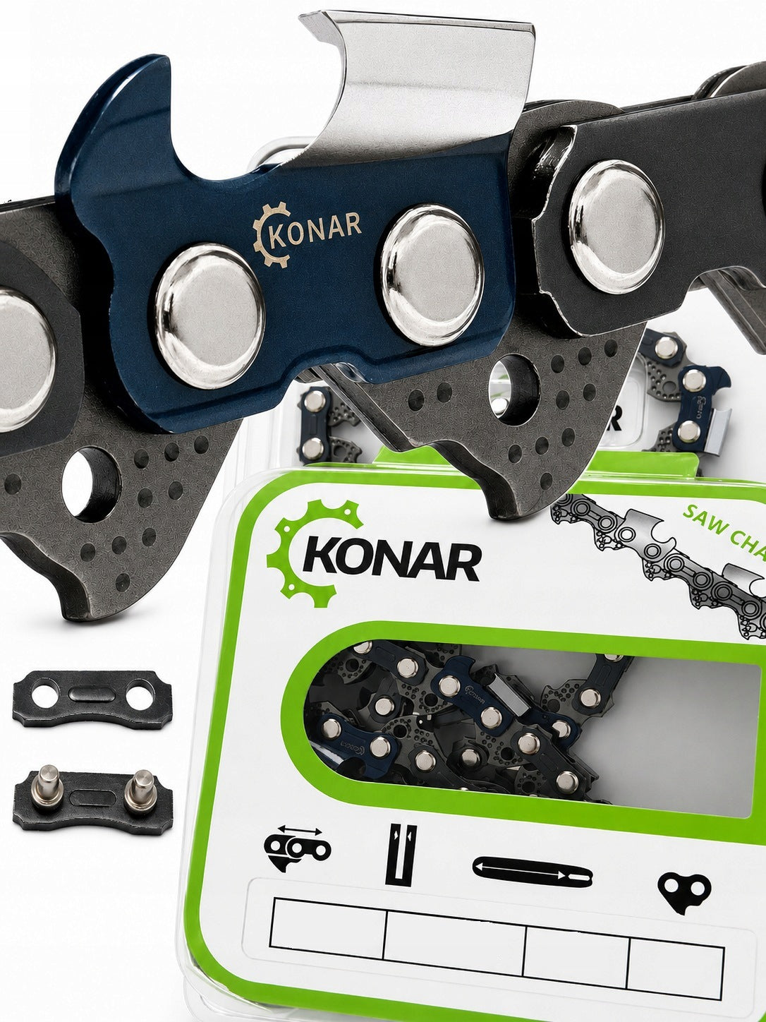 Łańcuch do piły Partner 3/8'' 1.1 50 ogniwa KONAR do pilarki, element tnący, osprzęt do cięcia drewna