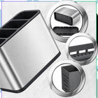 Suszarka Ociekacz Na Sztućce Stojak Organizer Pojemnik Kuchenny z Tacką metalowy koszyk na widelce noże łyżki, srebrny