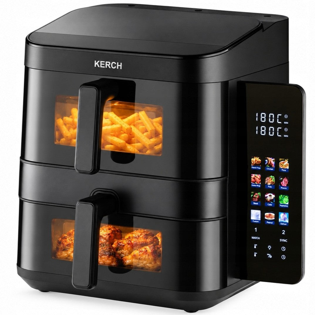 Frytkownica beztłuszczowa pionowa AIR fryer kerch dual FRY 12l 12PROGRAMÓW czarny