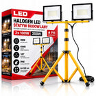Halogen LED 2x100W naświetlacz budowlany lampa robocza na statywie IP66 reflektor warsztatowy, oświetlenie placu