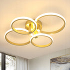 Lampa sufitowa LED złota żyrandol nowoczesna salonu ściemnialna+pilot 56W oprawa wisząca do jadalni, 4 punkty światła